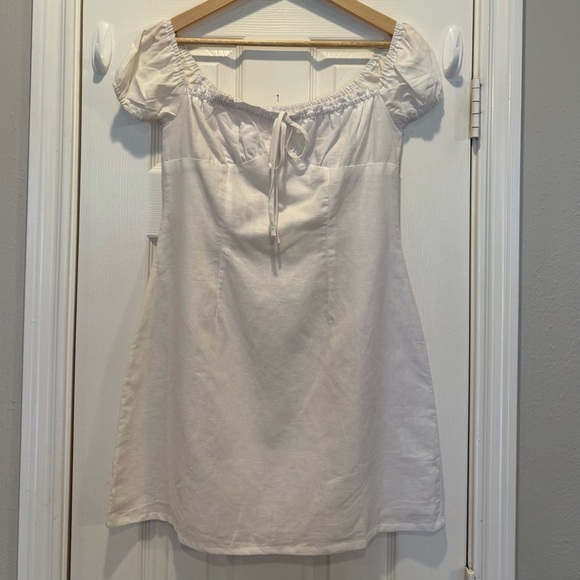 NWT Peppermayo Milkmaid Mini Dress Women’s Sz 8 White Organic Cotton Feminine - Picture 2 of 9